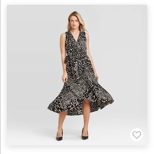 Animal Print Hi Low Ruffle Dress - Size L - Target